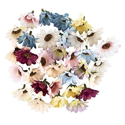 Afbeelding van Ideen mit Herz Decoratieve bloemen, kunstbloemen, verschillende soorten, ca. diameter 4 5 cm (margrieten kleurrijk 30 stuks)