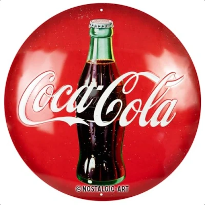 Afbeelding van Rond Metaal Bord 35cm Coca Cola