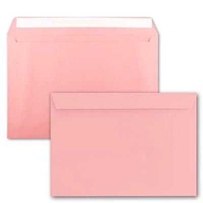 Afbeelding van 10 grote XXL enveloppen C4 roze 22,9 x 32,4 cm zelfklevend zonder venster voor DIN A4