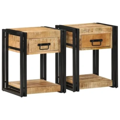 Afbeelding van vidaXL Nachtkastjes 2 st 40x35x50 cm massief ruw hout mango