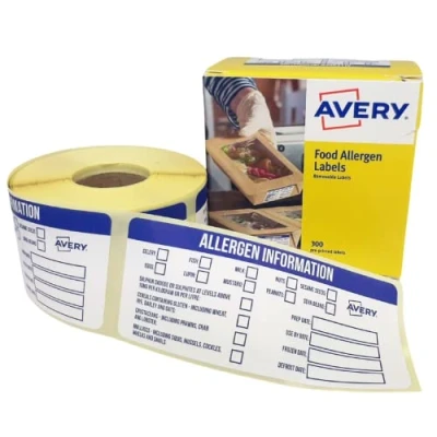 Afbeelding van Avery ALL9840 anti allergeenetiketten, 98 x 40 mm, blauw en wit, 300 stuks