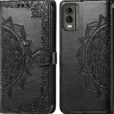 Afbeelding van iMoshion Hoesje Geschikt voor Nokia C32 Met Pasjeshouder Luxe Bookcase Zwart