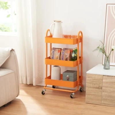 Afbeelding van Keukentrolley Pyhäntä met 3 manden 78,5x46x35 cm oranje [en.casa]