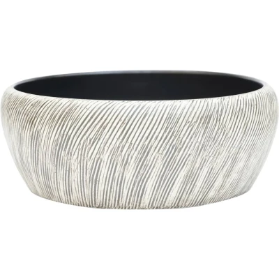 Afbeelding van vidaXL Opzetwasbak rond Φ41x14 cm keramiek zwart en grijs