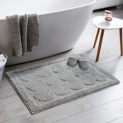 Afbeelding van Badmat Toiletmat Grijs Antislip Wasbaar Waterabsorberend 60x120cm