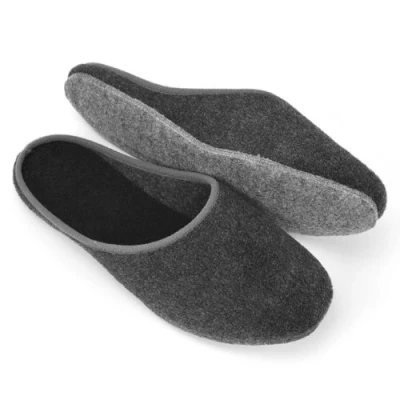 Afbeelding van Pantoffelmann Pantoffels met vilten en rubberen zool, grijs.