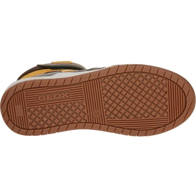 Afbeelding van Geox Perth BOY Sneakers hoog voor kinderen, Maat: 36, Dark green/ochre yellow Imitatieleer/ textiel
