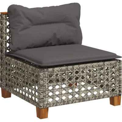 Afbeelding van Tuinbank zonder armleuning met kussens poly rattan grijs
