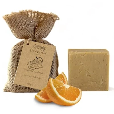 Afbeelding van Dr.Ancient Savon aux agrumes bio naturel traditionnel fait à la main ancien Absolument sans produits chimiques pur 140 g (lot de 1)