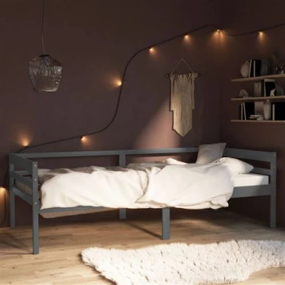 Afbeelding van Bedframe massief grenenhout donkergrijs 90x200 cm
