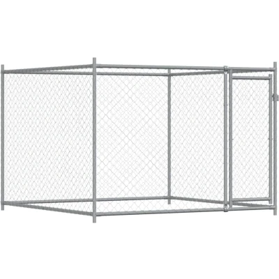 Afbeelding van vidaXL Hondenhok met deur 2x2x1,5 m gegalvaniseerd staal grijs