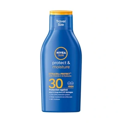 Image de NIVEA Sun Lait solaire SPF 30 format voyage (100 ml), crème hydratante 48 h, protection immédiate contre les rayons UVA/UVB