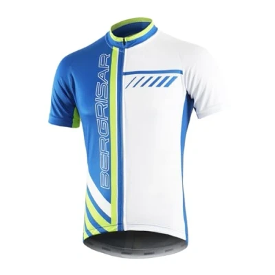 Afbeelding van BERGRISAR Fietsshirt voor heren, ademend, sneldrogend, fietskleding, MTB, korte mouwen, jersey, 8002 blauw