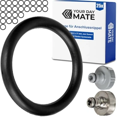 Afbeelding van 25 stuks vervangende O ringen voor G 3/4 inch tuininsteeksystemen compatibel met Gardena kraanaansluitingen 26,5 mm, 18201, 18241, 938, 15280, rubber, Ø 22,3 x 17