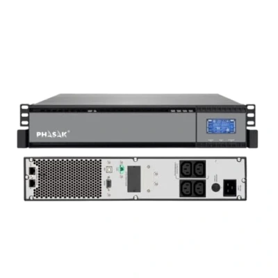 Afbeelding van Phasak Pro Rack 1000 VA Online LCD UPS (rack uitvoering) 230 Volt wisselstroom V 800 Watt 9 ampère uur RS 232, USB 2U 19&quot;