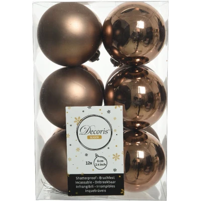Afbeelding van Kerstbal plastic d6 cm walnoot 12st kerst Decoris