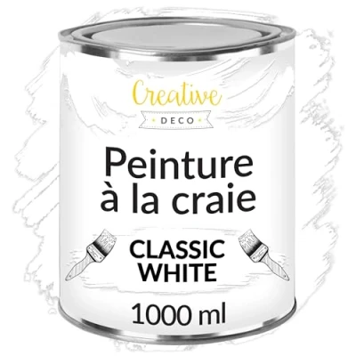 Afbeelding van Creative Deco Witte Krijtbord Verf 1000ml Mat, Wasbaar, Renovatie