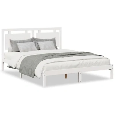 Afbeelding van vidaXL Bedframe extra lang zonder matras massief hout wit 160x220 cm