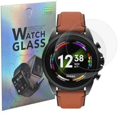 Image de Verre Trempé pour Fossil Gen 6 (2021) 42mm 44mm [Lot de 2] Film Protection Ecran Montre Anti Rayure Phonillico®