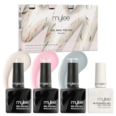 Afbeelding van Mylee Marble Quad, 3 x gelnagellak en 1 Blooming Gel voor het maken van een nail art aquarel met marmereffect, uv /led manicure salon thuis, eenvoudig langdurig gebruik