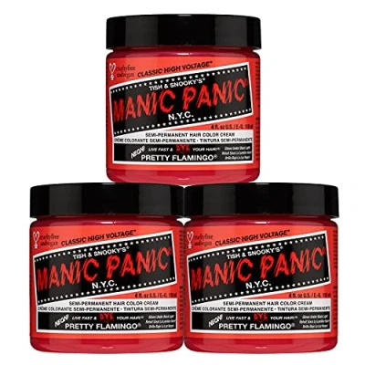 Image de Manic Panic Pretty Flamingo Classic Crème, coloration capillaire semi permanente rose vegan et respectueuse des animaux, 3 x 118 ml