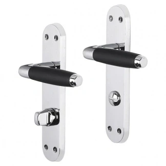 Afbeelding van Deurklink met wc sluitingschild Impresso Swindon 63 mm (Chroom, Zwart)