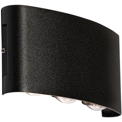 Afbeelding van QAZQA Buiten wandlamp zwart incl. LED 6 lichts IP54 Silly