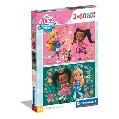 Image de Coffret 2 puzzles 60 pièces Clementoni Alice&#039;s Wonderland Bakery