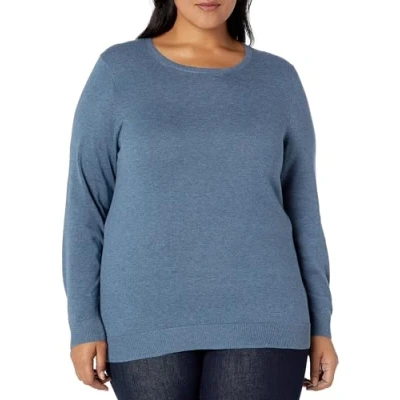 Image de Amazon Essentials Chandail léger à manches longues et encolure ras du cou pour femme (disponible en grande taille), bleu, taille