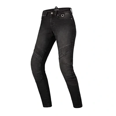 Afbeelding van SHIMA JESS BLACK Moderne jeans met beschermers Classic Slim Duralid motorbroek voor dames (24 lang, zwart)