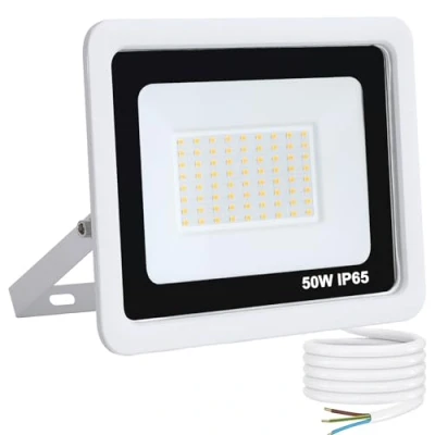 Afbeelding van Mille Lucciole Led buitenspot, 50 W, warmwit, 3000 K, 5000 lm, 72 leds, IP65, waterdicht, voor tuin, garage, sportveld, binnenplaats