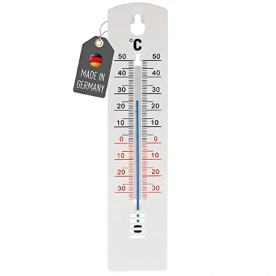 Afbeelding van Lantelme Tuinthermometer voor buiten, 20 cm, kunststof, wit, analoge temperatuur 35 tot +50 C, huismuur 3188