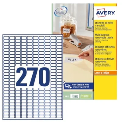 Afbeelding van Avery Afneembare etiketten, wit, personaliseerbaar, 17,8 x 10 mm, L4730REV 25 6750, etiketten voor laser en inkjetprinters