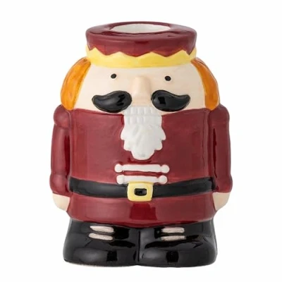 Afbeelding van Bloomingville Feast Kandelaar in de vorm van een notenkraker, rood, aardewerk, hoogte 9 cm
