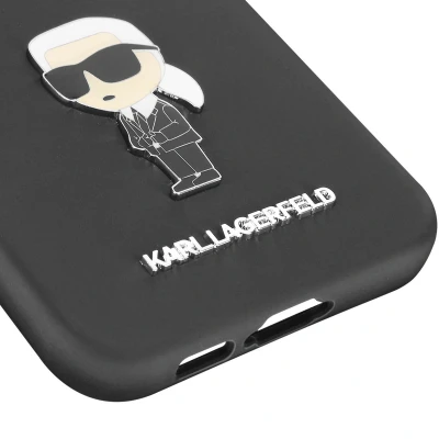 Afbeelding van Karl Lagerfeld, Hoesje Geschikt voor Samsung Galaxy S23 FE Design Ikonik Metaal Siliconen Hard, Zwart