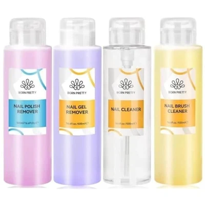 Afbeelding van Born Pretty Nagellakremover Gellakremover Nagelreiniger Penselenreiniger 4 x 500 ml Gellakverwijderaar Nailcleaner Brushcleaner Gellak remover Nailcleanser verwijderen Nagels reinigen Penselen