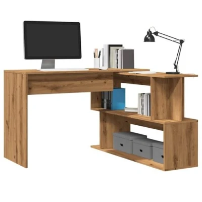 Image de vidaXL Bureau d&#039;angle chêne artisanal 200,5x50x76 cm bois d&#039;ingénierie855957
