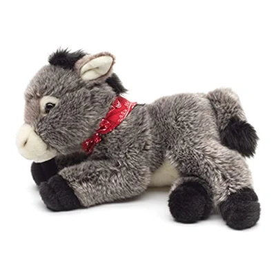 Afbeelding van Uni Toys ezel met bandana, liggend 28 cm (lengte) pluche knuffeldier