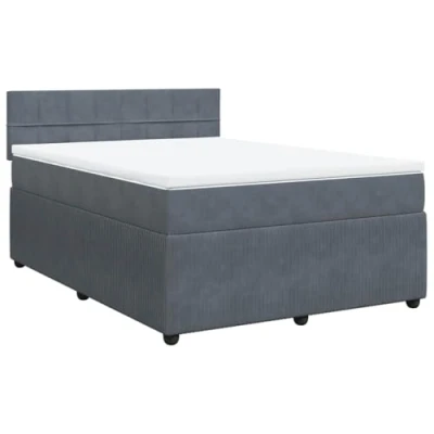 Image de vidaXL Sommier à lattes de lit et matelas Gris foncé 140x200cm Velours