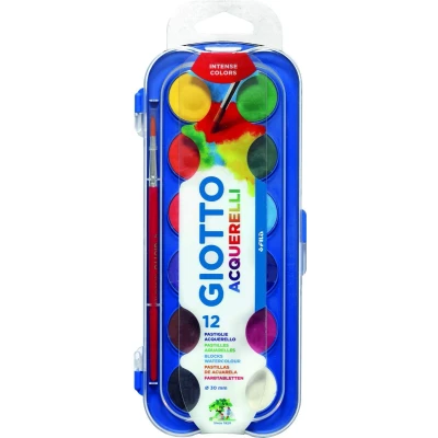 Afbeelding van Gouache Giotto 30mm doos à 12 kleuren met penseel