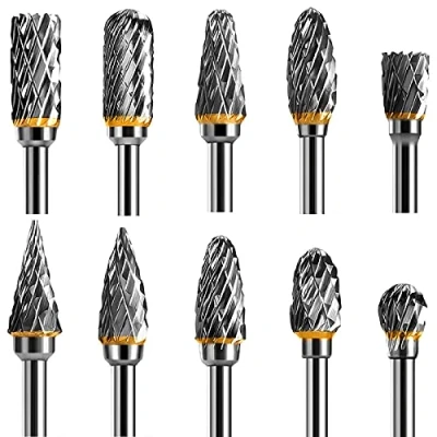 Afbeelding van Wolfraamcarbide staal dubbel gesneden roterende bramen set voor gereedschap, 10 stuks 1/8 inch, schacht past tool slijpmachine, DIY houtbewerking snijwerk, metalen polijsten, graveren, boren