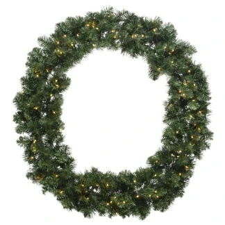 Afbeelding van Kerstkrans groen met 50 LED lampjes Ø 60CM