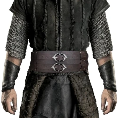 Afbeelding van HiiFeuer Brede Viking riem, middeleeuwse riem van kunstleer, ridderkorsetriem, voor LARP/Halloween kostuum, Bruin B