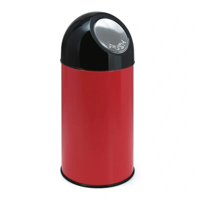 Afbeelding van Prullenbak 40ltr pushdeksel en binnemmer rood/zwart