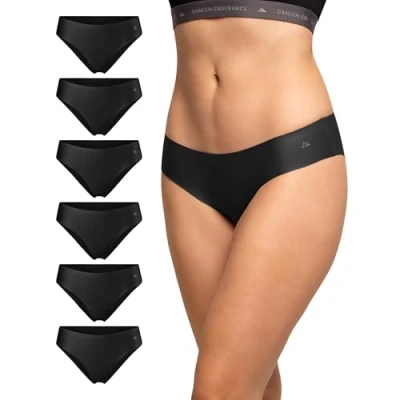 Afbeelding van DANISH ENDURANCE Naadloze Bikini Slips voor Dames Sporten &amp; Iedere dag 6 pack Zwart XXL