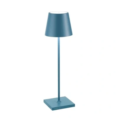 Image de Zafferano, Poldina Pro, Lampe de Table Rechargeable et Sans Fil avec Contrôle Tactile, Utilisable également comme d&#039;Extérieur, Dimmer 2200 3000 K, Hauteur 38 cm, Couleur Bleu Avio