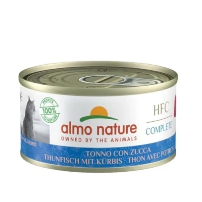 Afbeelding van 24x 70g Almo Nature HFC Complete katten natvoer tonijn met pompoen kattenvoer nat