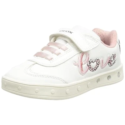 Afbeelding van Geox Skylin GIRL Light UP Sneakers laag voor kinderen, Maat: 27, White/light pink Imitatieleer/ textiel