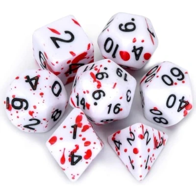 Afbeelding van FLASHOWL D&amp;D dobbelstenen set met onregelmatige jet bige rode stippen veelvlakkige D20 van 7 Dungeons and Dragons (rood)
