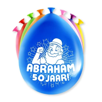 Afbeelding van Ballonnen 50 jaar Abraham party 30cm 8 stuks